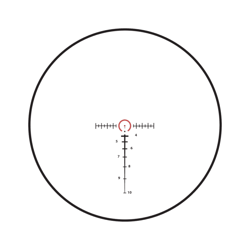 The Burris XTR II Ballistic 5.56 Gen 3 reticle shows holdover points for specific distances based on average trajectory of the 5.56 round. 
