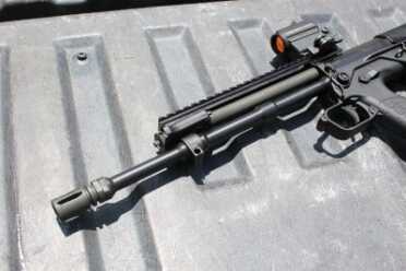 The gas tube sits about where it would on a carbine length AR, but this system is adjustable.