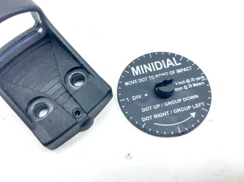 First Look: Shield Mini Sight Polymer Red Dot Optic This dial sticks on the included Allen wrench and helps you make easy elevation and windage adjustments to get on target quickly.
