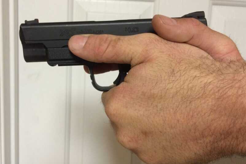 The XD-S is still large enough to shoot with two hands.