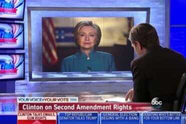 Clinton Refuses to Acknowledge 2A is Individual Right In this photo, Clinton reminds me of an overlord from a dystopian Sci-Fi movie.