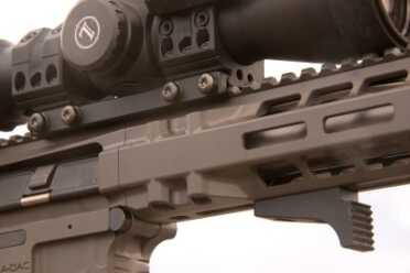 A custom-made hand guard from AXTS locks up tight, providing one of the most solid ARs on the market. 