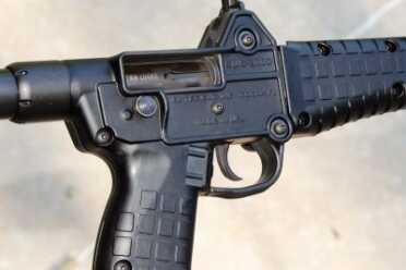 The heart of the SUB-2000 is its simple, straight-blowback system of operation. Magazines fit into the pistol grip.