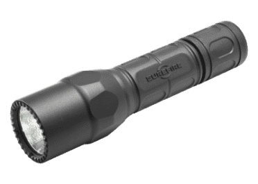 The Surefire G2X Pro dual-output LED flashlight provides either 320 or 15 lumen power for adaptability.