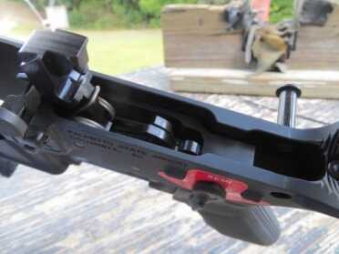 Once installed, the BFS is ready for use in your AR-15 rifle. Note the selector label on the left side of the lower.