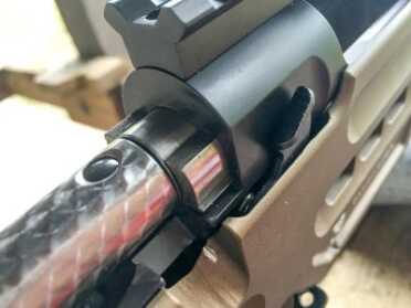The bolt release lever is on the right side of the receiver.