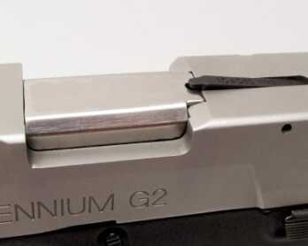 A loaded chamber indicator is positioned on the top of the slide. It’s large enough for visual and tactile confirmation that the chamber is loaded.