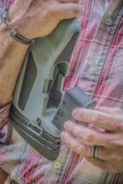 One of the most unique features of the Steyr Scout Rile is the ability to store a spare magazine in the rifle’s butt stock.