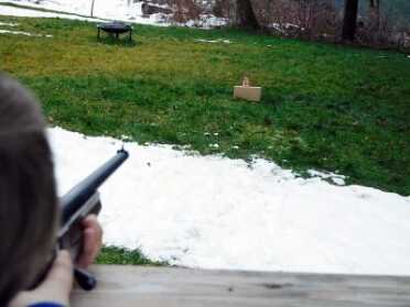 At 15 yards the target is far enough away to be challenging but close enough for a good probability of hits.