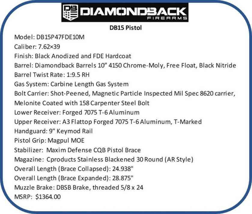 Brace Yourself, Diamondback Firearms DB15 Pistol in 7.62x39