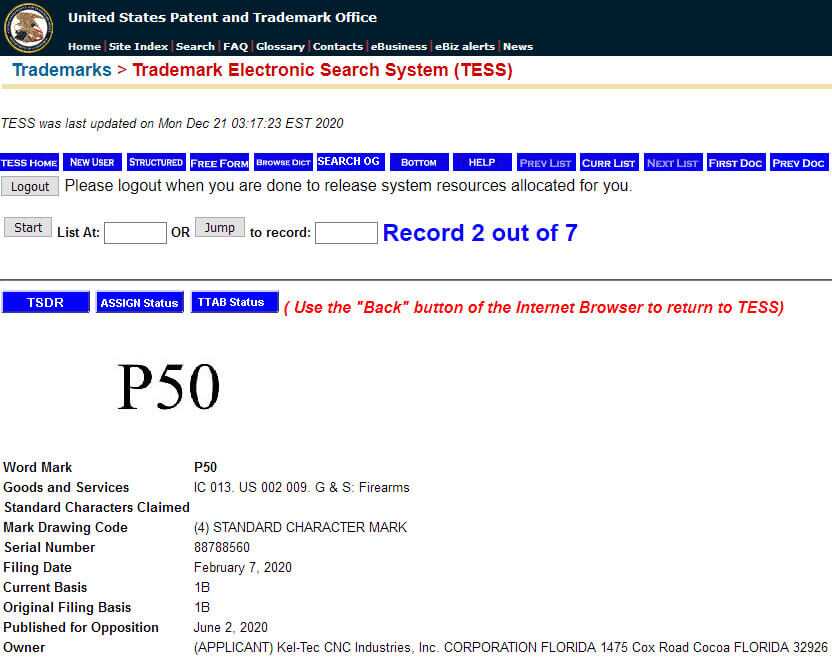 Very Real-Looking Flyer for KelTec 'P50' 5.7x28mm FN P90-Mag Pistol Surface Very Real-Looking Flyer for KelTec 'P50' 5.7x28mm FN P90-Mag Pistol Surface