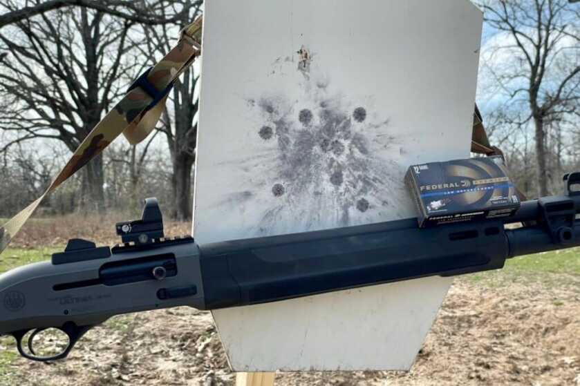 Beretta A300 Ultima Patrol on steel target