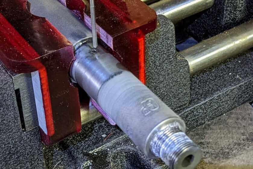 Drilling the gas port on the Civilian Defensive Rifle.