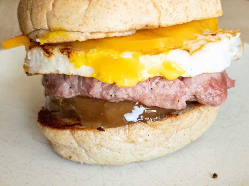 Simple Gourmet: Game Sausage, Duck Egg, & Apple Breakfast Sandwich A hunter's breakfast sandwich made