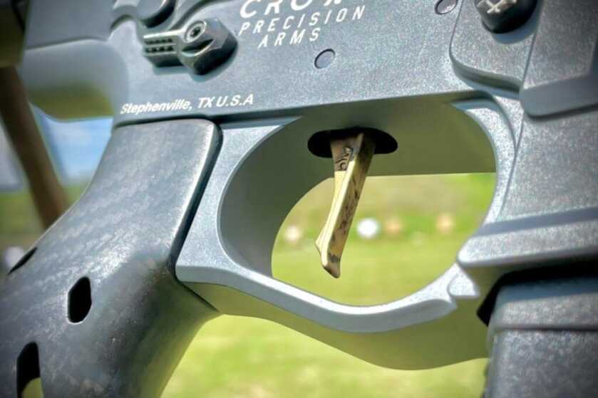 Meet the Ultralight Crown Precision Elite AR10 AR Gold drop-in trigger featured in the Crown Precision Elite