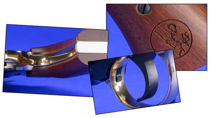 photos of brass finish and walnut grips