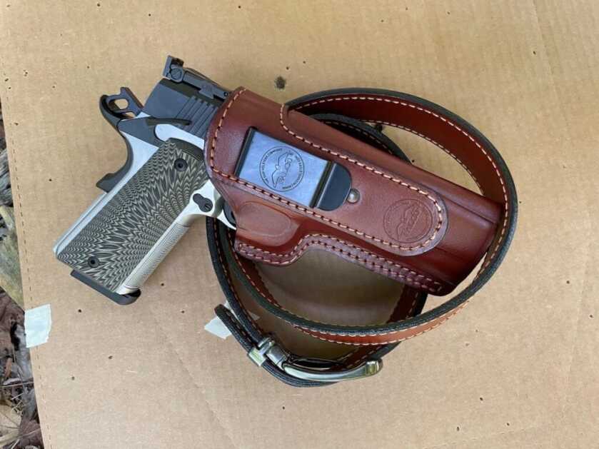 Tisas 1911 in Falco leathet IWB holster and belt.
