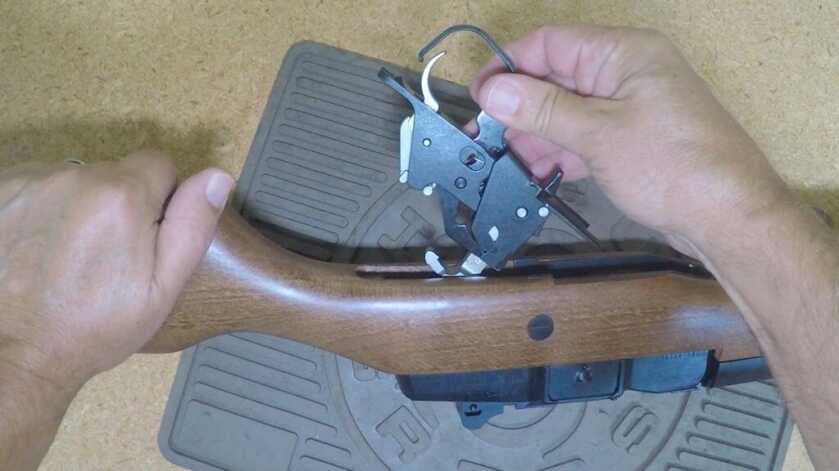 Removing trigger group from Ruger Mini-14 Ranch Rifle.