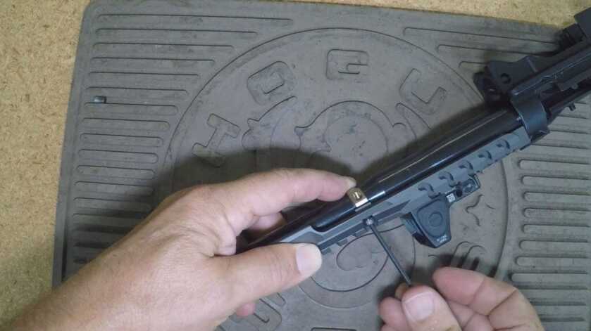 Attaching Samson Hannibal Rail barrel clamp to barrel of Ruger Mini-14 Ranch Rifle.