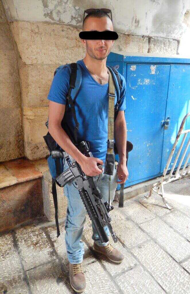Soldier in Israel with the IDF Mekut'zar Carbine