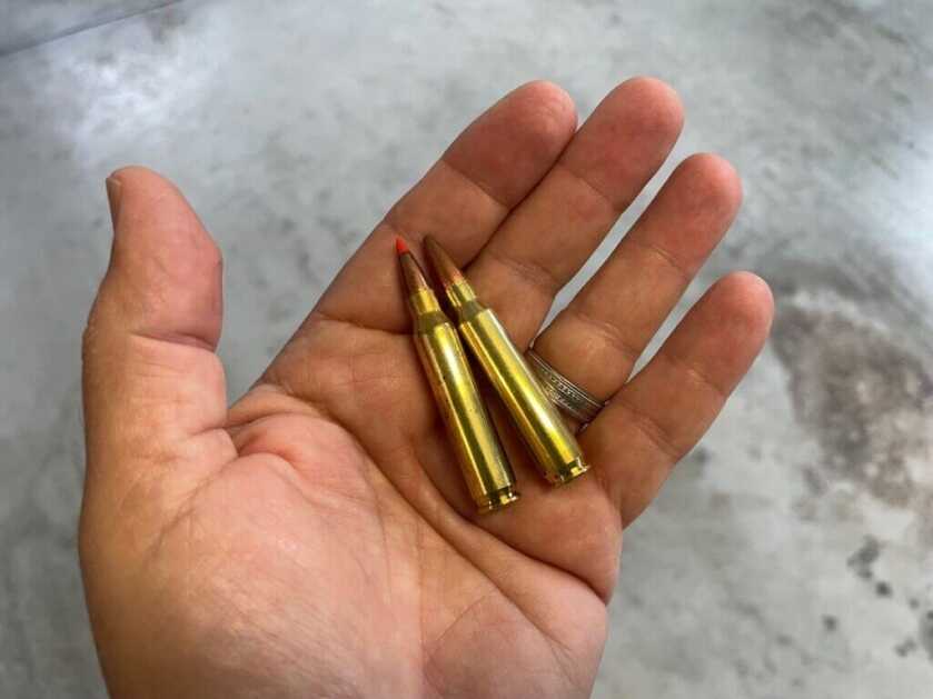 5.56 cartridges with 53-grain bullet and 77-grain bullet