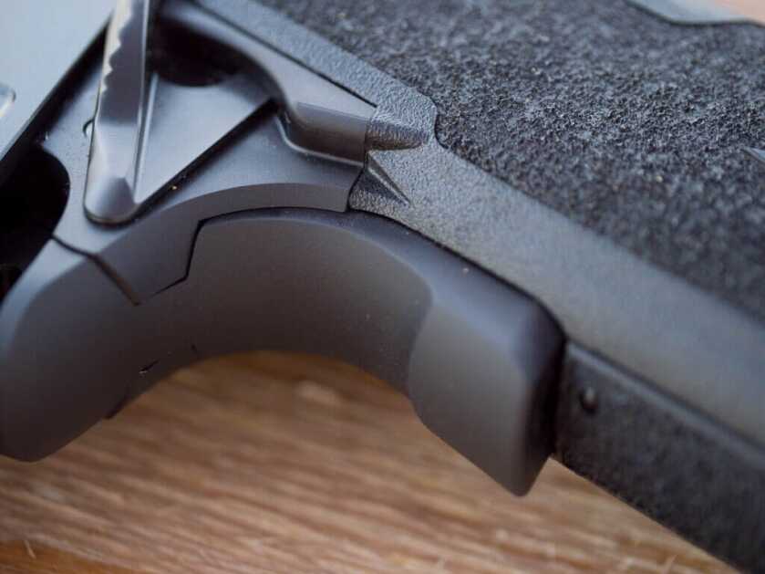 Close up photo of the grip safety.