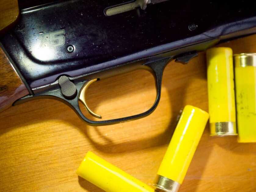 Close up view of the trigger and safety.