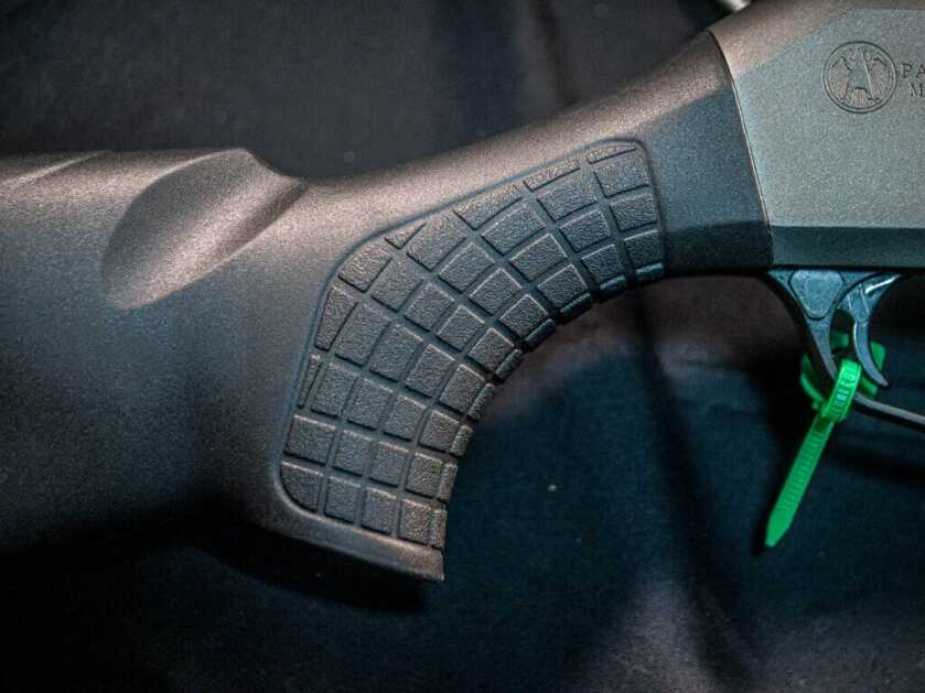Close up view of the pistol grip