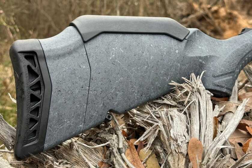 Ruger American Gen II Rifle stick sitting in bark