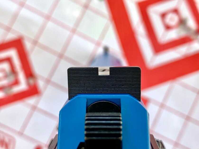 Rear notch on an Italian rimfire pistol