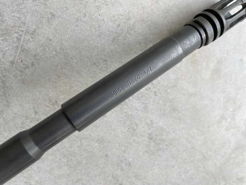 AR15 barrel with caliber and twist rate marking