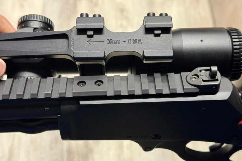 picatinny rail and screws on lever action gun