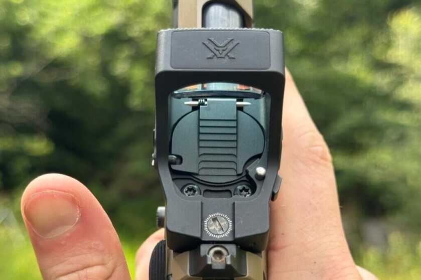 Top view of a Vortex red dot