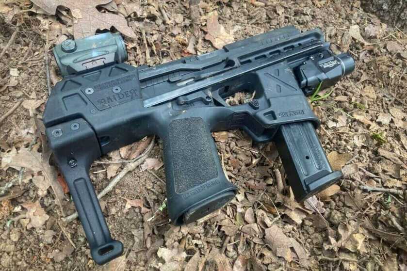 Flux's Raider X has multiple magazine release points. The first is a primary mag release in the expected, traditional location, plus the dual-purpose mag release explained above, and a third release (also for the primary "working" mag) forward of the trigger guard on the right side of the frame.