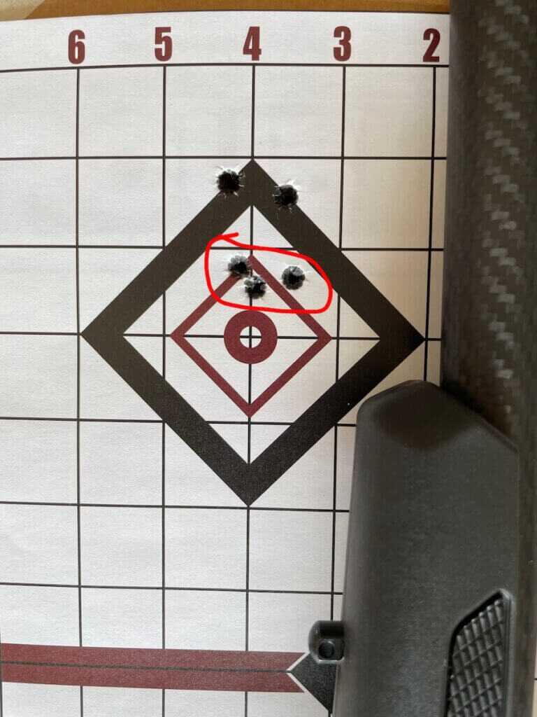 BSF Systems carbon fiber barrel with 5-shot group