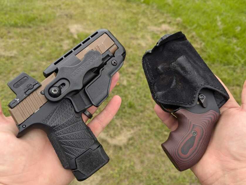 two different concealed carry guns with different holsters