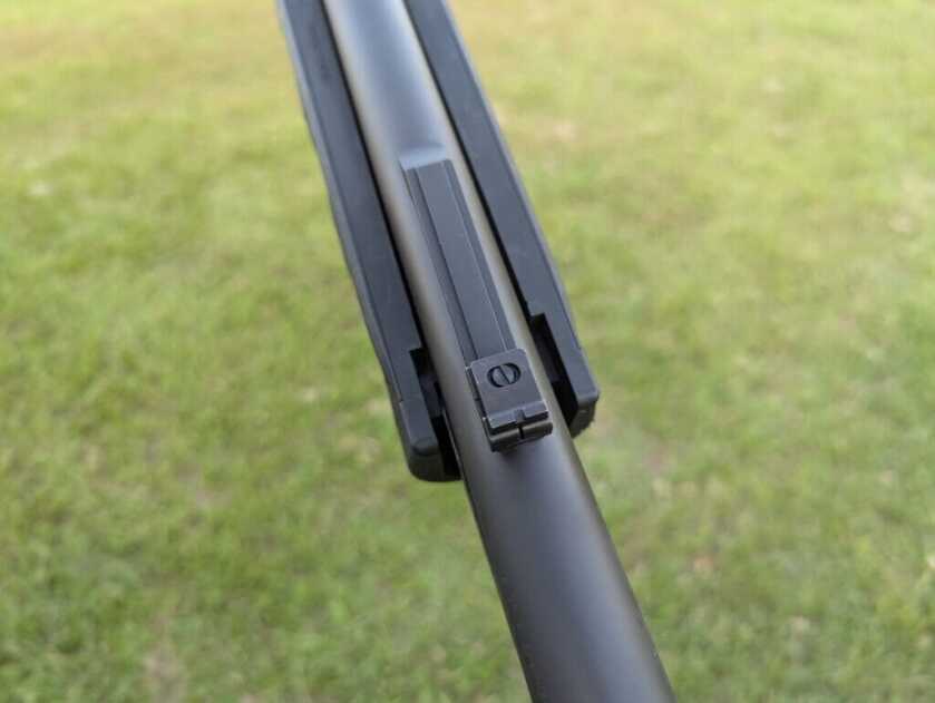 adjustable rear sight on shotgun barrel