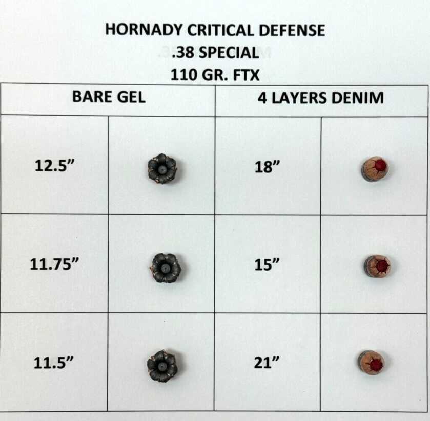 Ballistic test Hornady 110 FTX