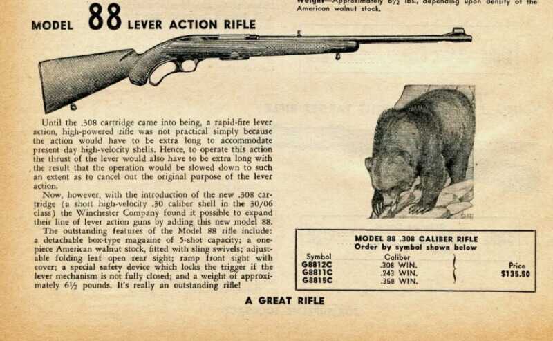 winchester model 88 lever action rifle 