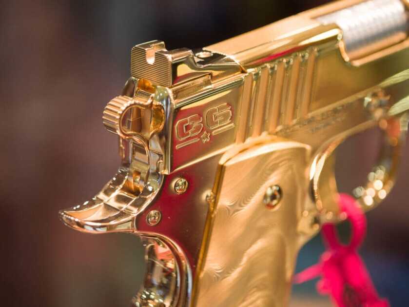 Close up of the rear right quarter of the gun showing the Cabot Guns logo