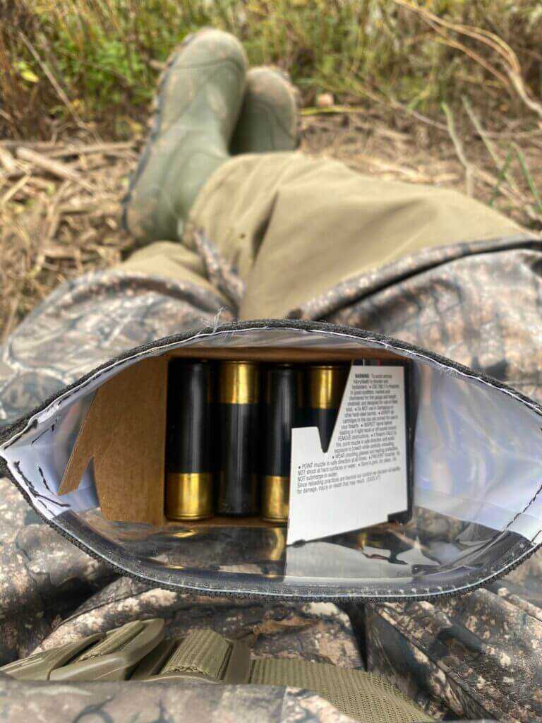 dryshell bag open with shells in it