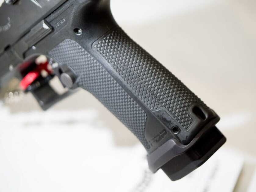 Close up of the backstrap of the grip.