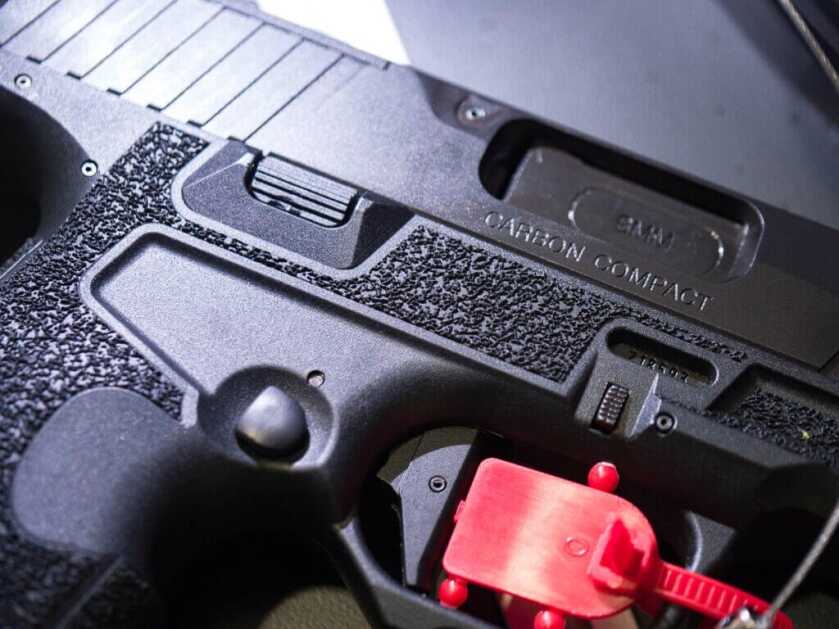 Cloe up view of the right side of the gun showing the ambidextrous controls.