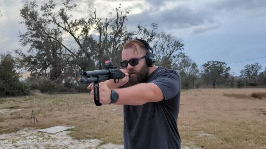 Red dot on shotgun