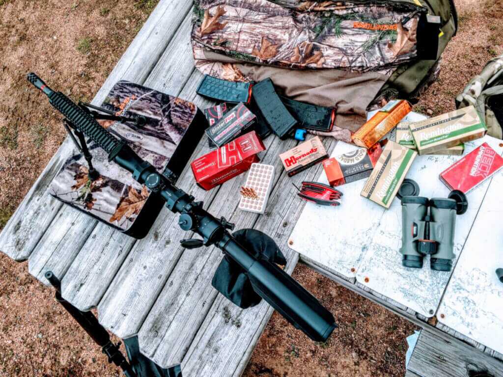 AR-15 chambered in .223 Remington on table for training and plinking