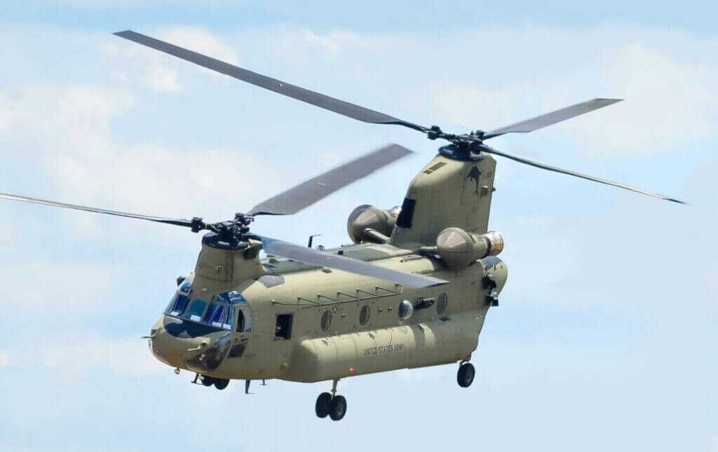 CH-47 Chinook heavy-lift helicopter in Army service showing the platform used in Afghanistan