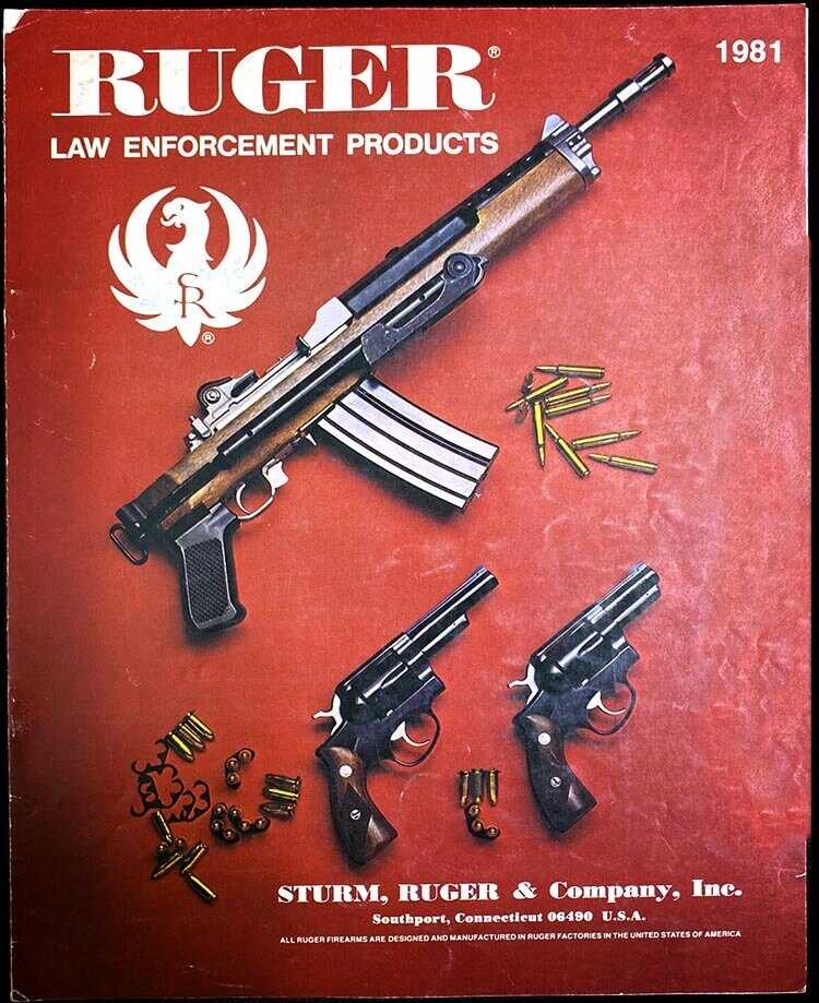 1981 Ruger Law Enforcement catalog showing AC-556 select fire Mini-14