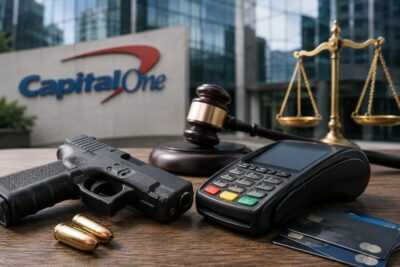 gun store retail counter payment terminal banking services firearms business
