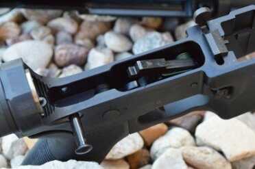 The inside of the DPMS lower, a lower that is quickly gaining ground in the new AR shotgun builds, too.  