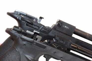 The action of the M&P22 Compact (top) has been completely redesigned from the original M&P22 (bottom)